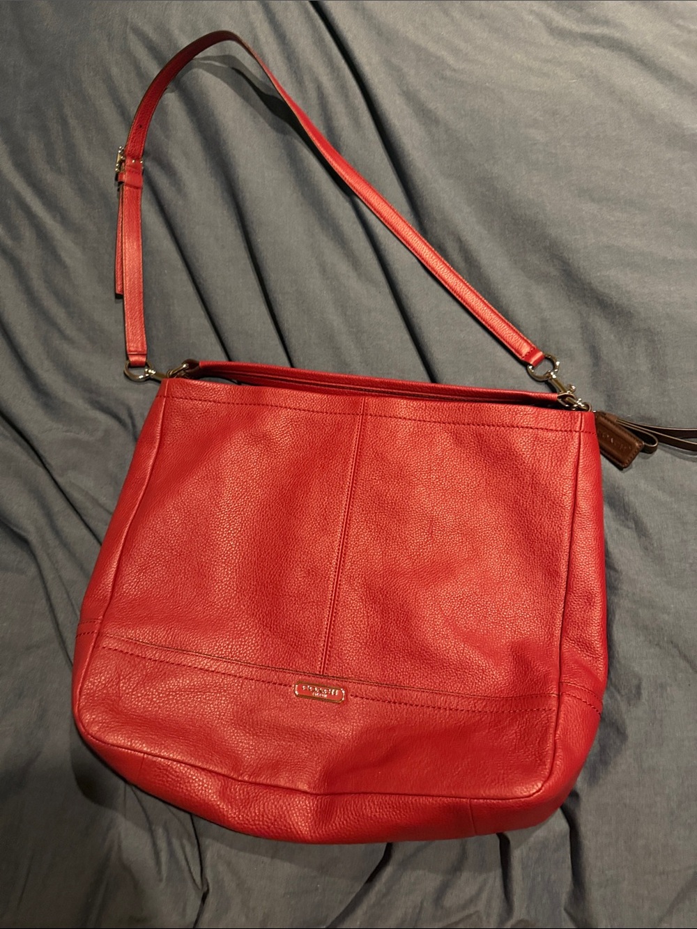 Coach Red Pebbled Leather Shoulder Hobo